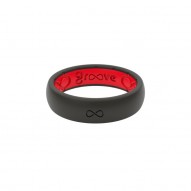 Groove Thin Silicone Ring - Midnight Black and Red